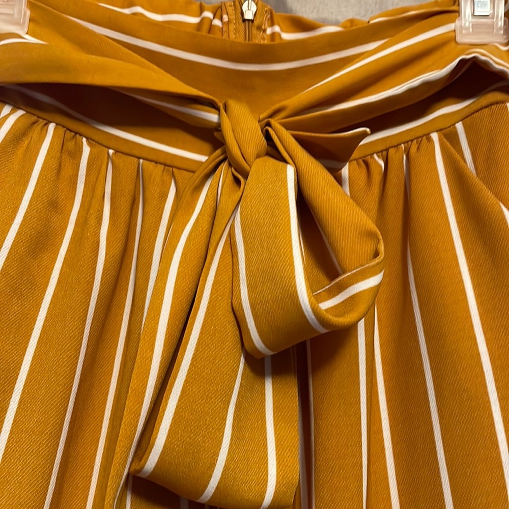 Womens striped mustard high waisted wide leg pants